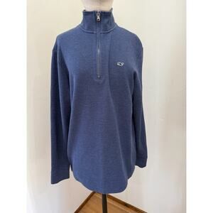 Vineyard Vines Men's Medium Saltwater Shep Shirt Quarter Zip Blue Navy Cotton